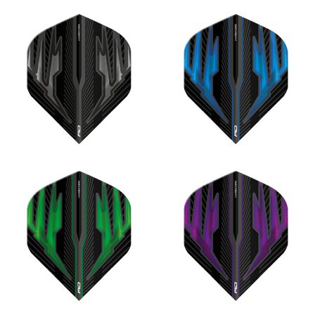 Red Dragon Darts Hardcore Flights 12 Pcs Selection Pack - 100 Micron Extra Thick - 4 Designs - Professional Dart Flights - Blue/Green/Purple