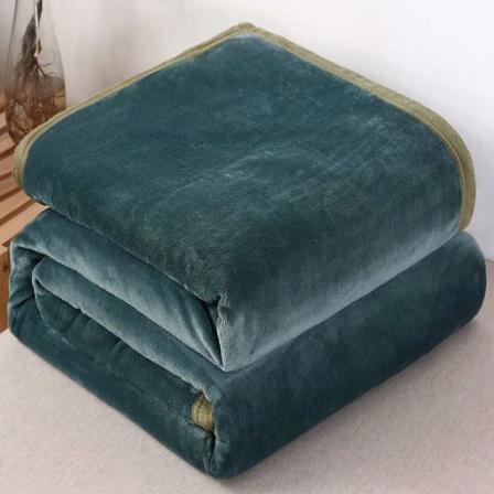 Sommerflanellteppe ren farge fortykket dobbel korallfleecetrekkteppe vanlig sovesalteppe Gray Green 180*200cm