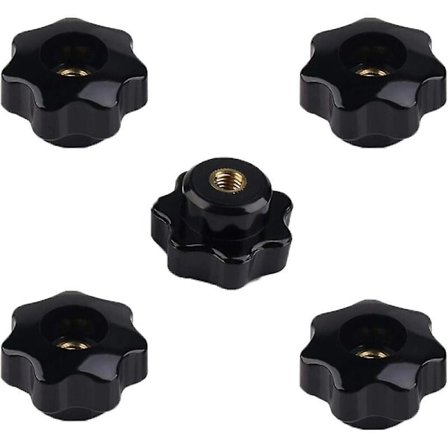 5 stk. sorte stjerneformede M6-hode kvinnelige gjengeklemme knotter formet håndtak grep