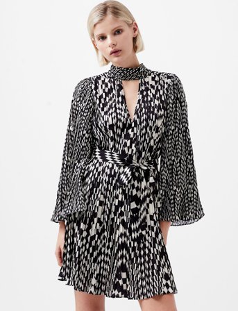 French Connection Fern Arie Pleated Ella Ggt Drs - Black - 38