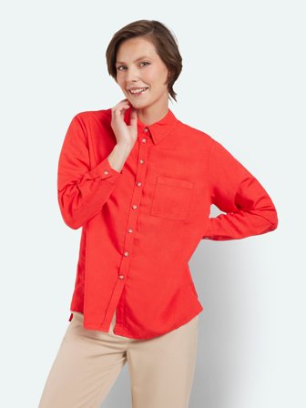 BRANDTEX - Hør Skjorte - Neon Rød