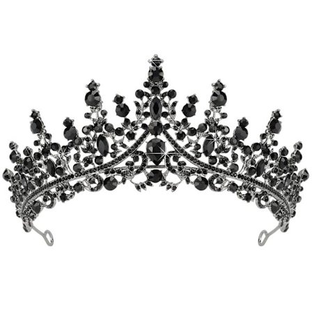Svarte Tiaraer for Kvinner, Svarte Krystallkroner, Gotisk Krone Halloween Tiara Krone, Dronningkrone, Svart Bryllupstiara, Gotiske Halloweenkostymer