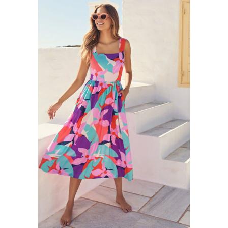 Sommar kvinnors nya ärmlösa Spicy Girl Print Long Strap Dress L