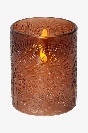 Star Trading - LED bloklys Flamme Leaf 12,5 cm - Brun - Lys - Fra Homeroom