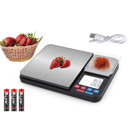 11 lbs og 17.6 oz Genopladelig Dobbelt Platform Digital Køkkenvægt og Madvægt (0.1g/0.01g), 7 Enheder til Bagning Madlavning Madvejning