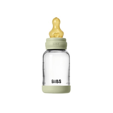 BIBS Gl Baby Bott Round Latex Sage Slow Flow 120 ml, Børn & Forældre, Sutteflasker & Tilbehør, Sutteflasker
