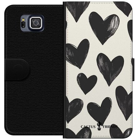Kompatibelt Lommeboketui til Samsung Samsung Galaxy Alpha Cactus and Friends - Bold Black Love Pattern