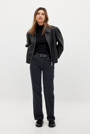 NA-KD Mid Waist Slim Straight Denim - Slim Fit Jeans - Grå - EU 36