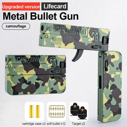 2024 Uppgraderat Lifecard Legering Vikbar Gun Leksak Soft Bullet Blaster Shooting Modell Pistol För Vuxna Barn Pojkar Semester Födelsedag Green 