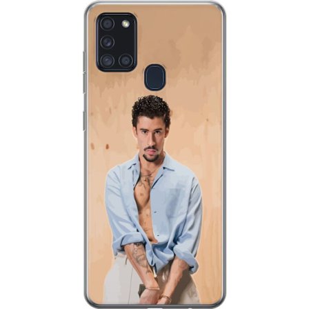 Kompatibel Mobilcover til Samsung Galaxy A21s Bad Bunny Super Bowl-inspireret grafik med NFL-trofæ og San Francisco-bro i sportdesign