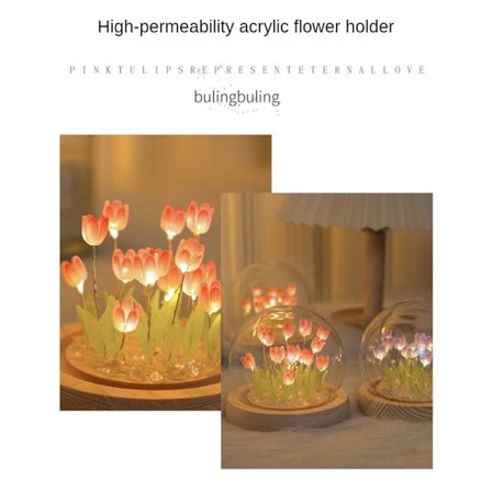 Håndlaget nattlys DIY tulipan jente stue nattlys skrivebordslampe romantisk atmosfære lampe-blå