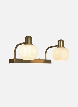 Messina skapbelysning 2-lys - matt messing/opal