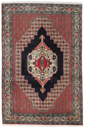 Senneh Rug Oriental Red/Dark Grey (Wool, Persia)