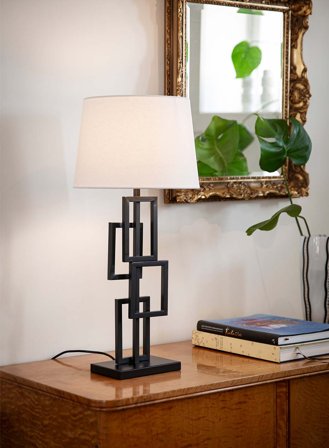 Square bordlampe - sort