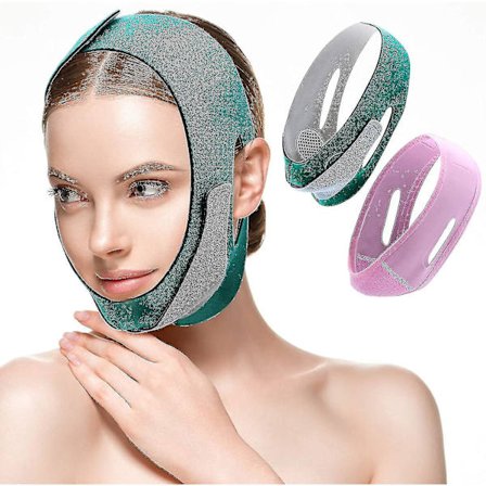 Face Slimming Strap V Line Mask 2st Women Eliminerar dubbla hakreducerande hängande, smärtfri ansiktslyftningsrem, Face Shaper Band (grönt, rosa)