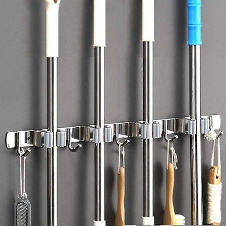 Vægmonteret kost - Kostholder i rustfrit stål, opbevaringsbøjle til køkken, garage