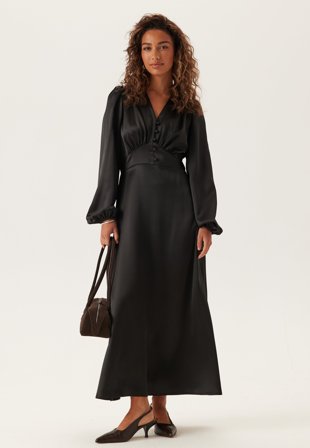 BUBBLEROOM-Satin V-neck Maxi Dress-36