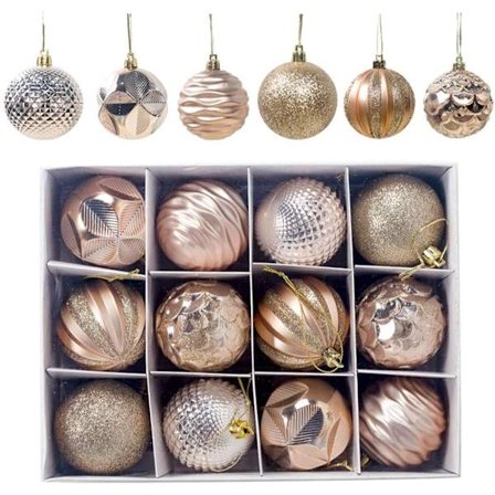 12 stk Julekuler Julepyntsett Julekuler Julekuler Sett 2,4 tommer/6 cm, Uknuselige Julekuler Dekorasjon Juletre P