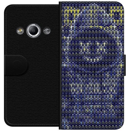 Kompatibel Tegnebogsetui til Samsung Galaxy Xcover 3 Gentagende mønster med mystiske hættetrøje-figurer i blå og gul, grafisk gaming-inspireret ba