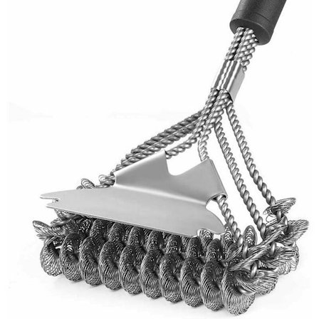 BBQ-grillborste och skrapa - Borstlös borste - Rostfritt stål BBQ-borste för porslin, infraröd, kol, stålgrill, grillrengörare - 18 tum