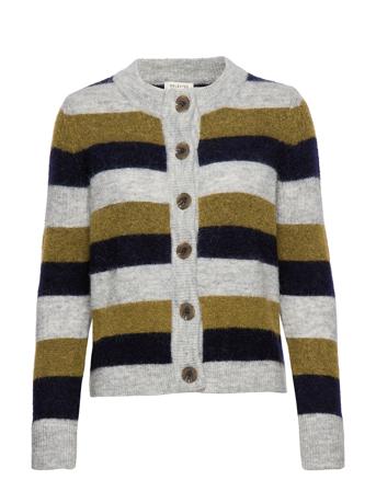 Slfsia Ls Knit Cardigan B Coll Strikkegenser Cardigan Multi/mønstret Selected Femme