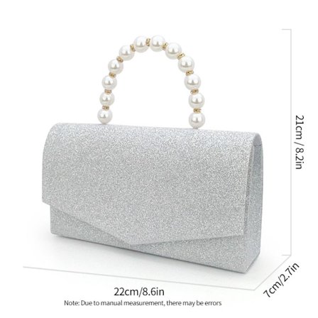 Pearl Clutch Veske Bankett Håndveske SØLV