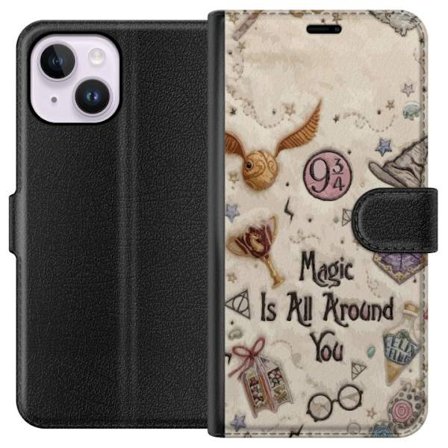 Kompatibel Tegnebogsetui til Apple Apple iPhone 15 Plus Broderet magisk illustration med symboler, citater og eventyrinspireret fantasi der skaber en