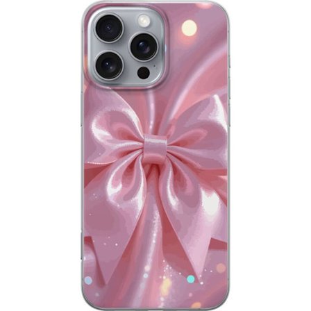 Kompatibelt Mobilskal till Apple Apple iPhone 16 Pro Max Rosa sidenrosett - Elegant glittrigt band med ljuseffekter