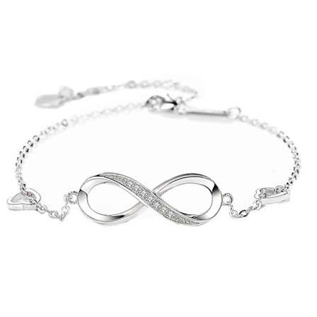 Dam Infinity Infinity Symbol Hjärta Armband 925 Sterling Silver Cubic Present, JXLGV