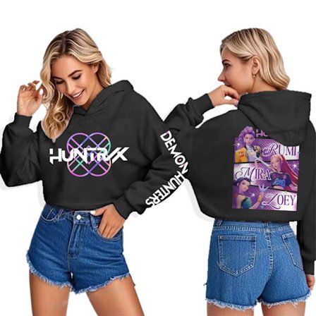 Kpop Demon Hunters Hettegenser Barn HUNTRX Genser Sweatshirt Hettegenser Jumper Topp Fritidsklær