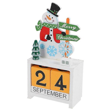 Toimistopöytäkalenteri Kodin koristelu Puinen lumiukkotyyli 26x22,5cm Kalenteritoiminto 1 kpl[HK]