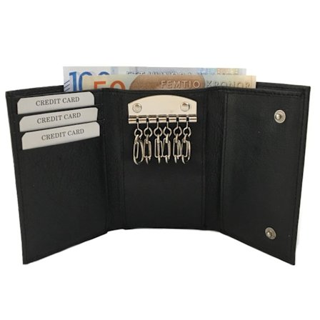 Stor nyckelfodral i äkta läder med 6st krokar