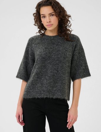 Kaffe Kaemilie Cropped Knit Pullover - Grey - L