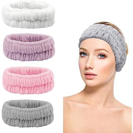 4 sminkehodebånd, elastisk sminkehodebånd vaskbart hodebånd