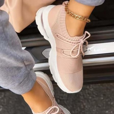 Dame Jogging Sport Sneakers Strømpe Sko Pink_max