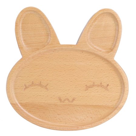 Söt Djur Trä Uppdelad Tallrik Skål Snacks Mat Serveringsbricka Barn Porslin