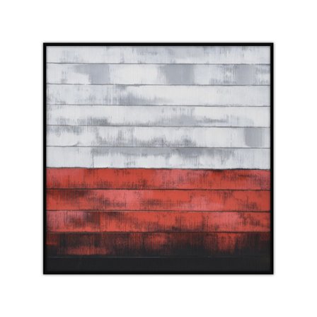 Punainen abstrakti seinätaide kankaalle, 82x82cm, puukehys