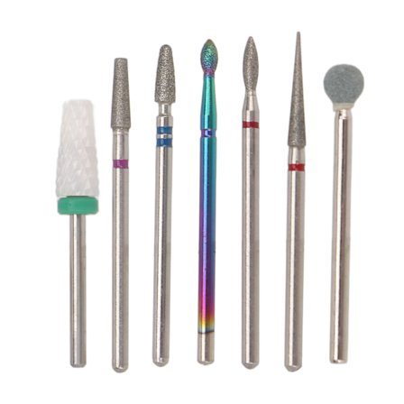 7 stk. Negleboremaskiner i Wolframstål til Hurtig Fjernelse - Bærbart Sæt med Negleslibere i Høj Styrke til Akryl Gelenegle