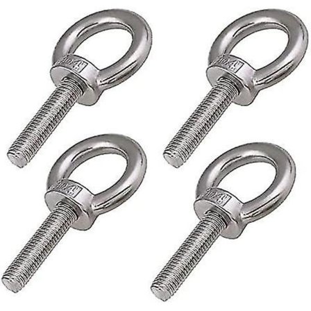 4 stk. Øyebolter Lang Skaft 304 Rustfritt Stål Ringbolter