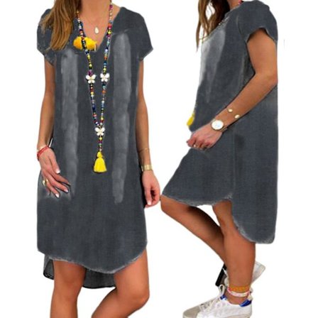 Dam V-ringad Jeansklänning