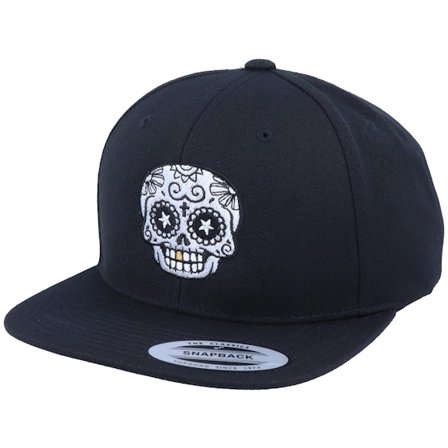 Calaveras - Svart Keps - Gold Tooth Skull Black Snapback @ Hatstore