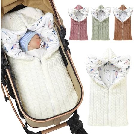 Mjuk och varm tjockstickad sovsäck för bebisar 0-12 månader