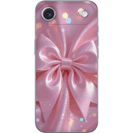 Kompatibelt Mobilskal till Apple Apple iPhone 17 Air Rosa sidenrosett - Elegant glittrigt band med ljuseffekter