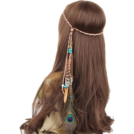 Fjerhovedbeklædning Halskæde Taljebånd Påfugl Hippie Pandebånd Boho Hovedbeklædning Karneval Hovedsmykker Hårtilbehør