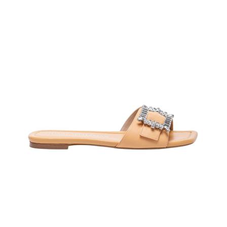 Stuart Weitzman, Mules with rhinestones Bruin, Dames, Maat:37 1/2 EU,leer
