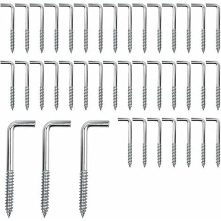 #QD#40 stk. Skruekroge Vinkelkroge L Kroge Kulstofstål Skruekroge til hængende planter Køkkenredskaber Vindspil, 40 15 mm (M3.7)