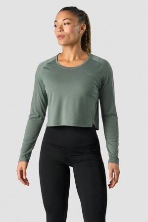 ICANIWILL - Stride Cropped Long Sleeve Wmn Sea Green - Dames - sportkleding van ICIW