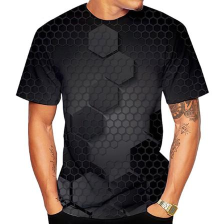 Kortärmade 3d Digital Print Toppar För Män