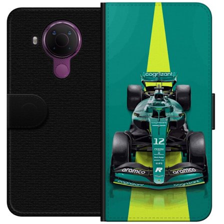 Yhteensopiva Lompakkokotelo Nokia Nokia 5.4 Aston Martinin Formula 1 -auto vihreässä kilpailumuotoilussa, jossa on moderni studiosentuntma