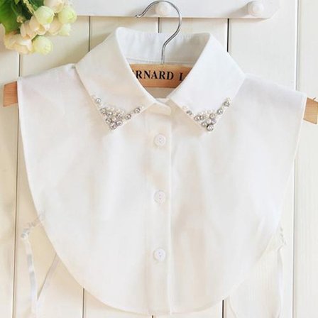 Blusekrage, Modell 6, Hvit, Løse krager for under genseren Hvit